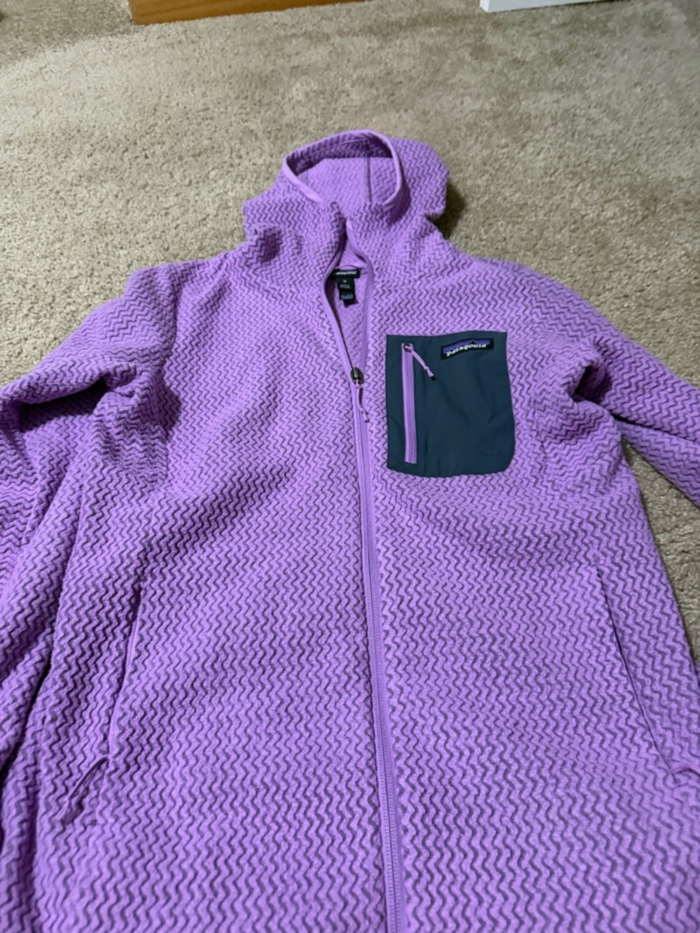 Patagonia Lavender Hooded Fleece with Contrast Chest Pocket